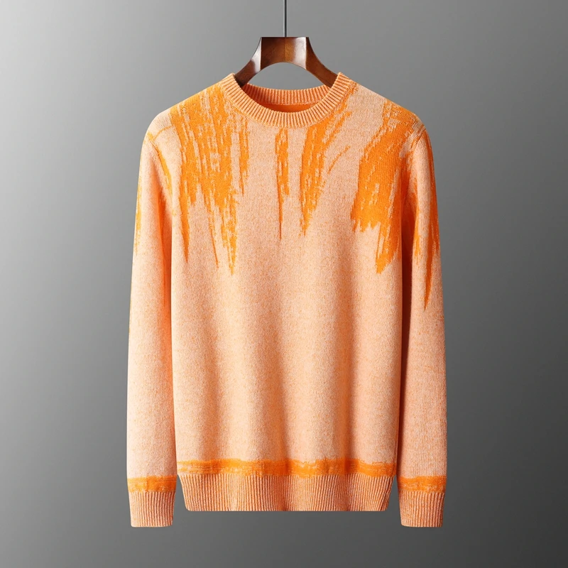 Осень-зима 2024 новинка Мужская Вязаная толстовка с круглым вырезом топ из 100%