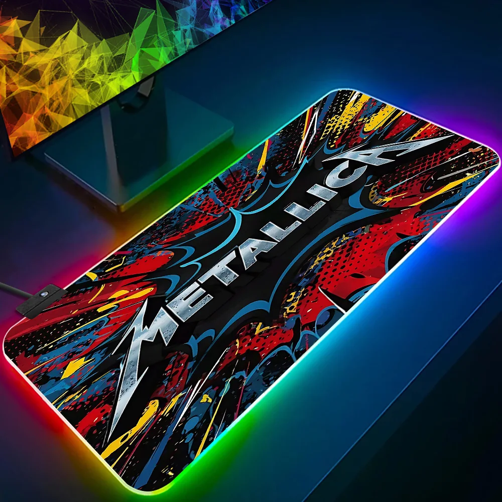 Фото Коврик для мыши с RGB-подсветкой M-METALLICAS для ПК, игровой коврик для мыши с LED-подсветкой, резиновый коврик для игрового компьютера №5