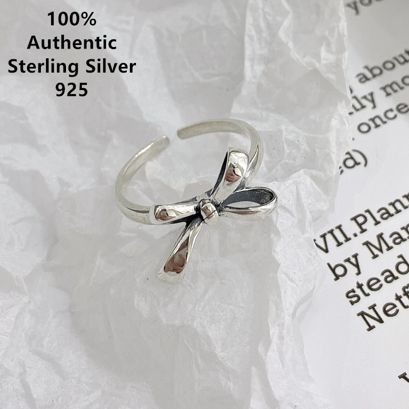 

Sterling Plain Silver Bow Open Anillos Ajustables Rings Bague Argent Anillo De Plata 925 Para Mujer Massif Pour Femme Original