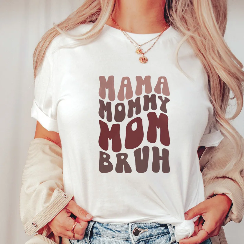 

Women's Clothing Simple T-shirt Mother Printed Short Sleeved T-shirt Women's Loose T-shirt Women's Summer Cartoon Printed White