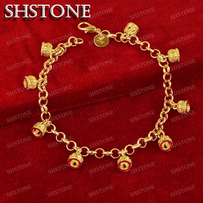 SHSTONE 18-каратный золотой браслет с подвеской в виде короны для женщин и мужчин