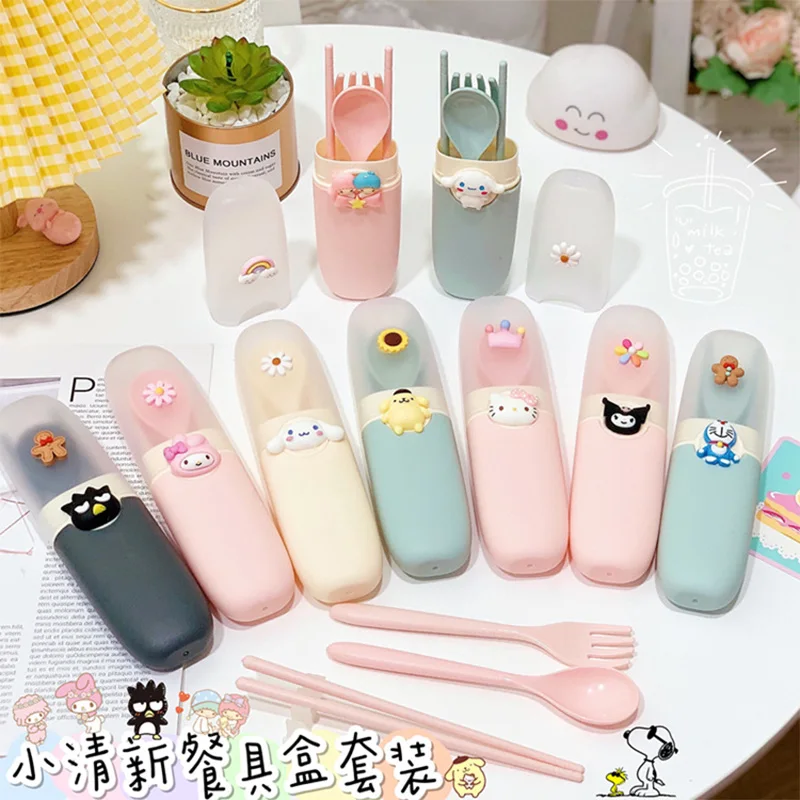 Новый экологичный портативный набор столовых приборов Kawaii Mymelody Kuromi Cinnamoroll из