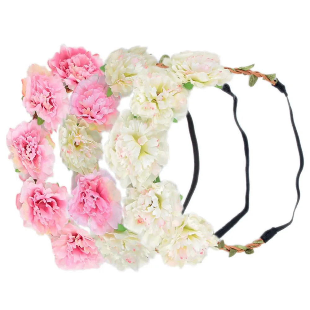 Nishine Elastic Flower Wreath for Baby Girls Kids Floral Garland Crown Headband Wedding Party Hair Accessories Photography Props