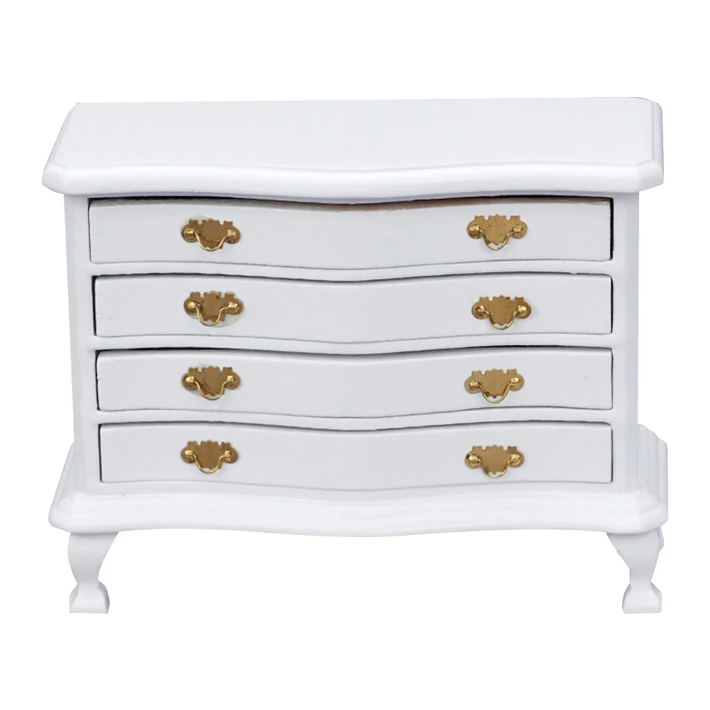 

Dollhouse Cabinet Mini Miniature Ornament Model Wood Furniture Decorate Birch White Micro Scene Wooden Drawer