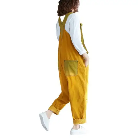 Женский вельветовый комбинезон, мешковатый комбинезон в стиле пэчворк с подвесной промежностью, штаны от комбинезона, рваный танцевальный комбинезон в стиле хип-хоп, большие размеры