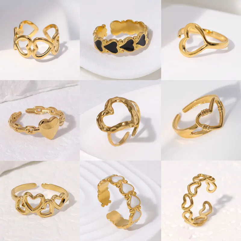 Женское кольцо на палец из нержавеющей стали золотого цвета