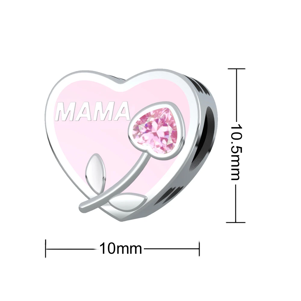 Фото 2025 Новый дизайн MAMA посеребренное сердце из бисера Подвеска подходит для оригинального браслета-подвески DIY Женщины День матери Ювелирные изделия Подарок Лидер продаж №2