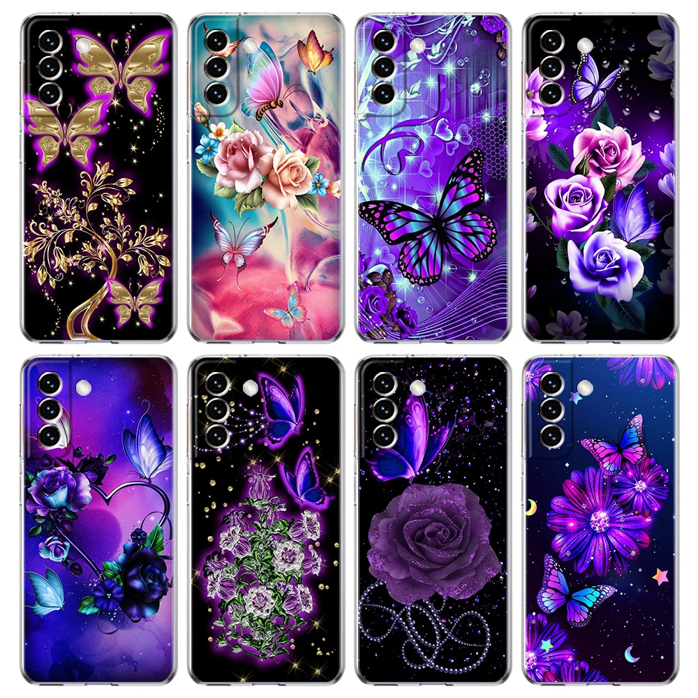 

Butterfly Lavender Higan Flower Case for Samsung Galaxy S20 FE S22 S21 Ultra M21 M22 M32 M31 S10 S10E Note 20 10 Plus 5G Shell