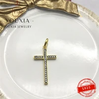 private label hot sale s925 sterling silver cross design pendant festive gift couple shiny ladies jewelry
