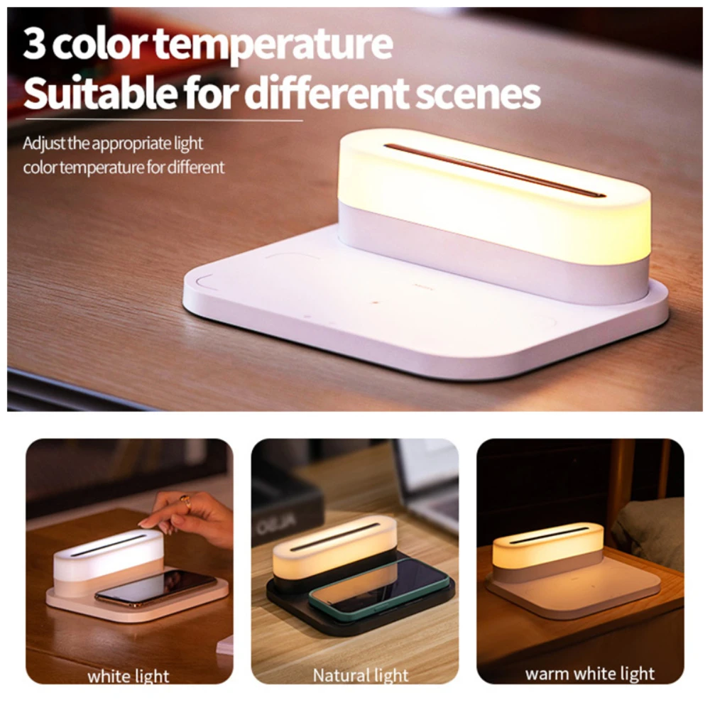 

Multifunctional Wireless Charger Desktop Night Light Wireless Desk Lamp Base Support Watch Headphones Mobile Phone Fast Charger