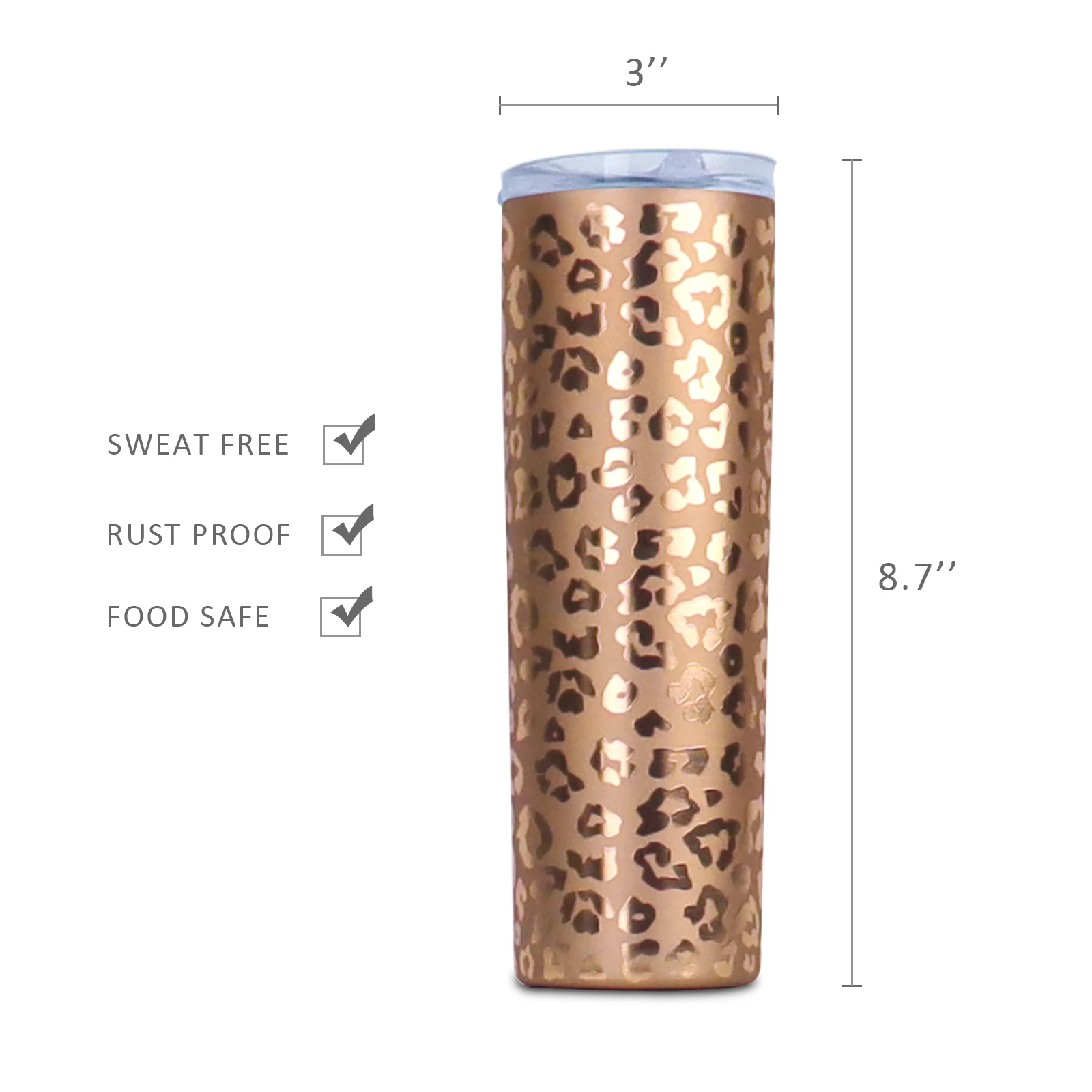 Hot Sale Fashion 20oz Rose Gold Leopard Print Stainless Steel Tumbler DOM-1021175