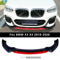 fits bmw x3 x4 2018 2022 car front bumper lip body kit spoiler chin blackred