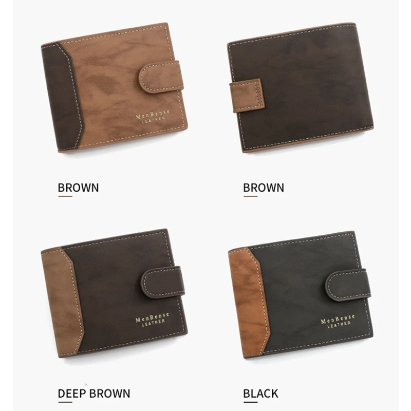 

Portable Men's Wallet Hasp Trifold Business Card Holder Case Male Short Purse PU Leather Money Bag for Men Credit Cards Wallets