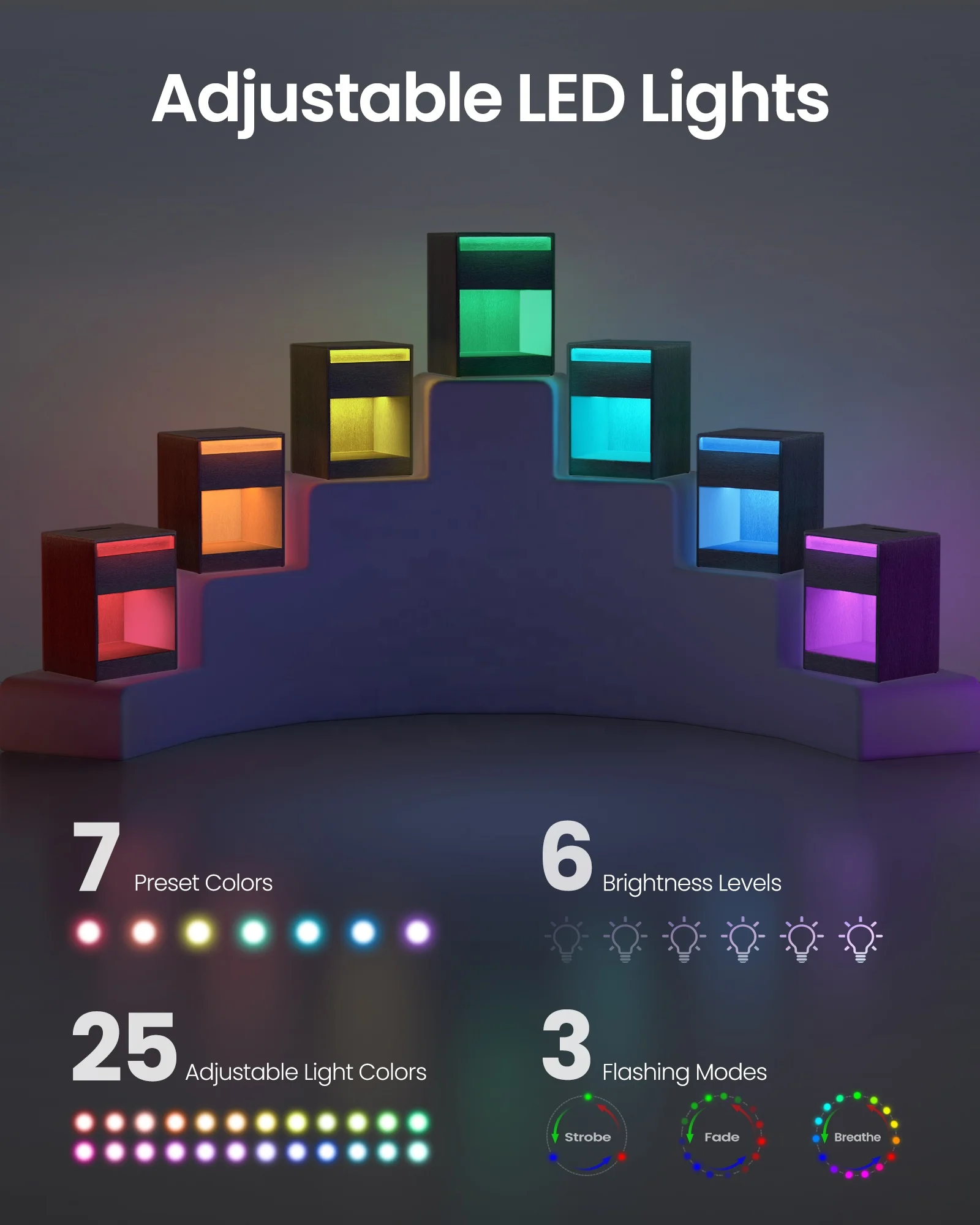 table de chevet inteligente умный прикроватный столик USB светодиодный черный торцевой