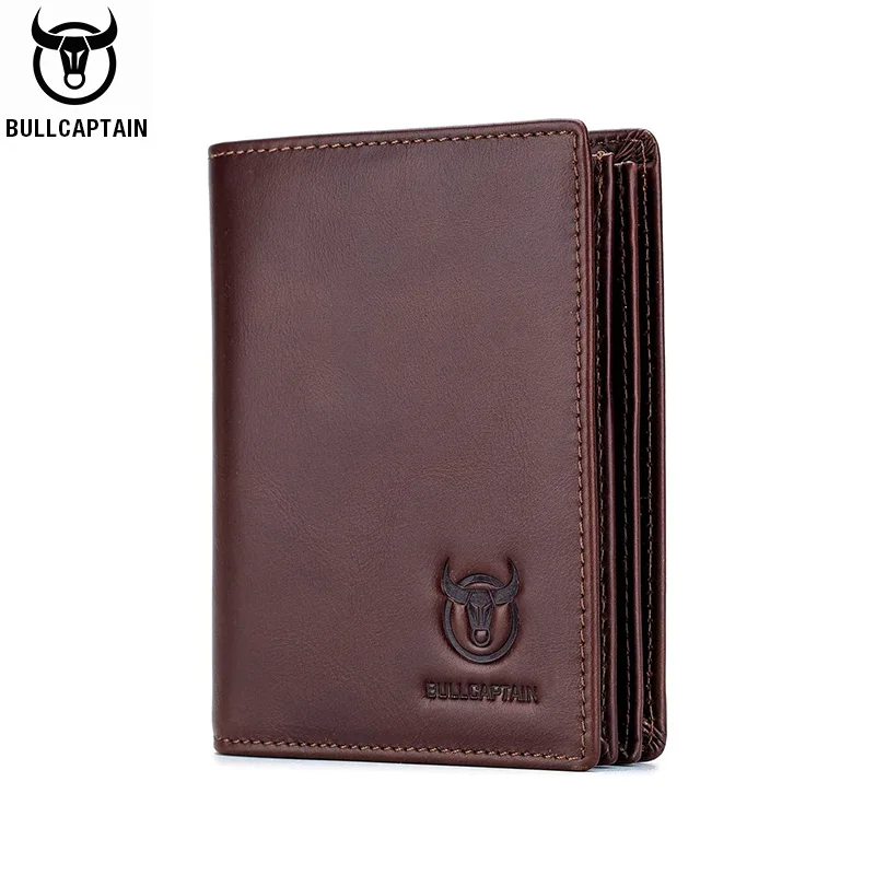 

BULLCAPTAIN new RFID men's leather wallet short vertical locomotive British leisure multi-function card package leather wallet