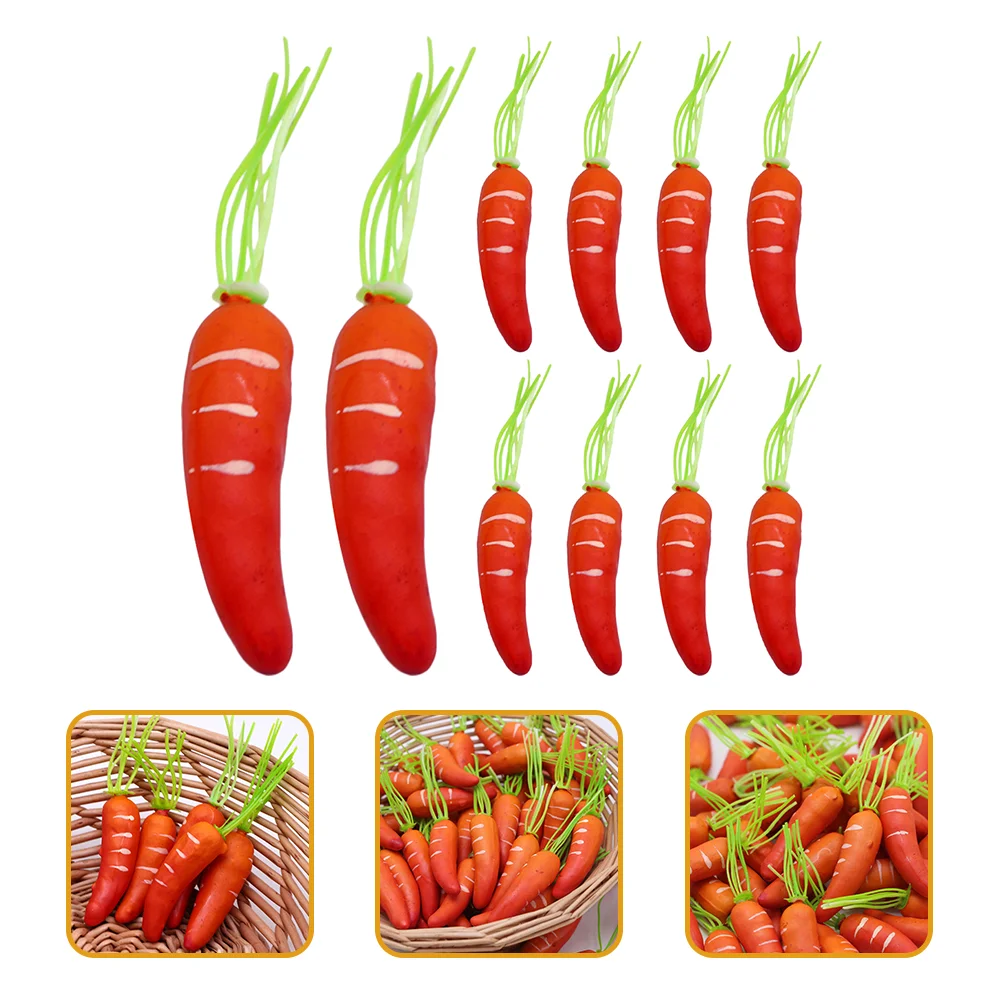 

10pcs Portable Creative Decorative Simulated Carrots Farmhouse Decors Artificial Carrot Fake Carrots Props Artificial Vegetable