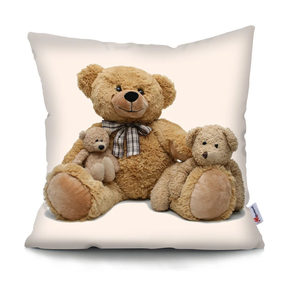 Наволочка с изображением плюшевого медведя для автомобиля, дивана, домашнего декора, подушка, чехол из полиэстера, декоративный кошелек, подушка 45*45 см.