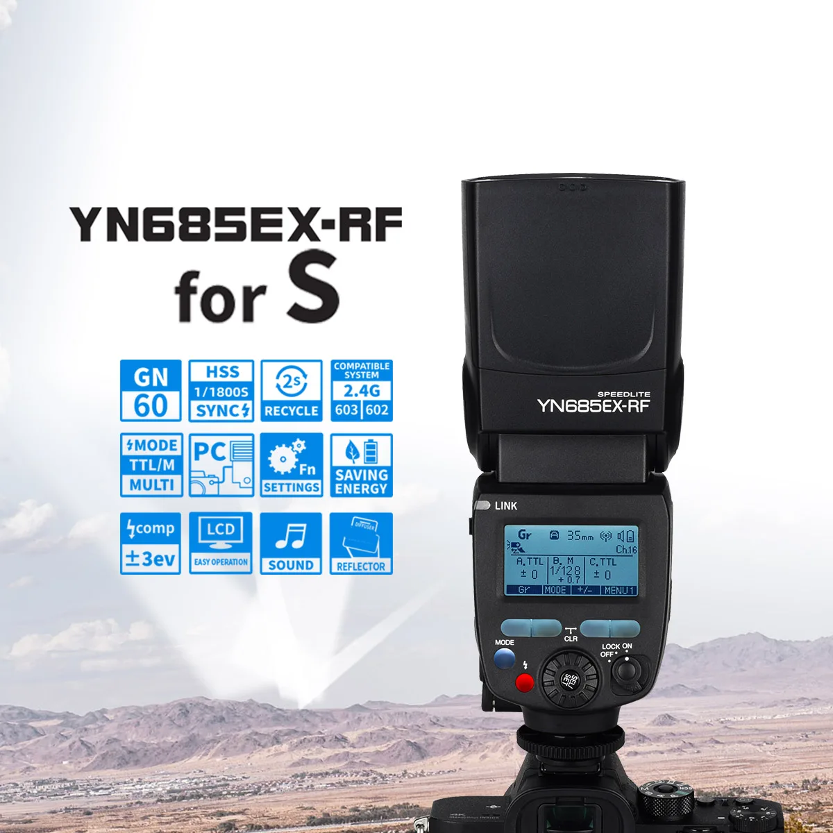 

Yongnuo YN685EX-RF Camera Flash High-Speed Sync TTL Speedlite For Sony
