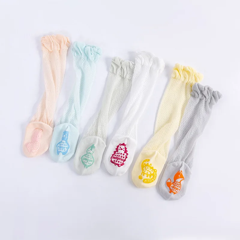 

Spring Summer Mesh Baby Socks Candy Color Solid Color Cotton Non-slip Floor Socks Boy Girl Knee High Children's Socks