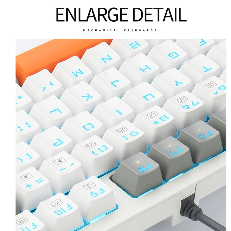 

87Keys Gaming Keyboard Wired Keyboard Backlit Mechanical Feel Computer White Grey Orange Blue Red Brown Switch Wired Keyboards