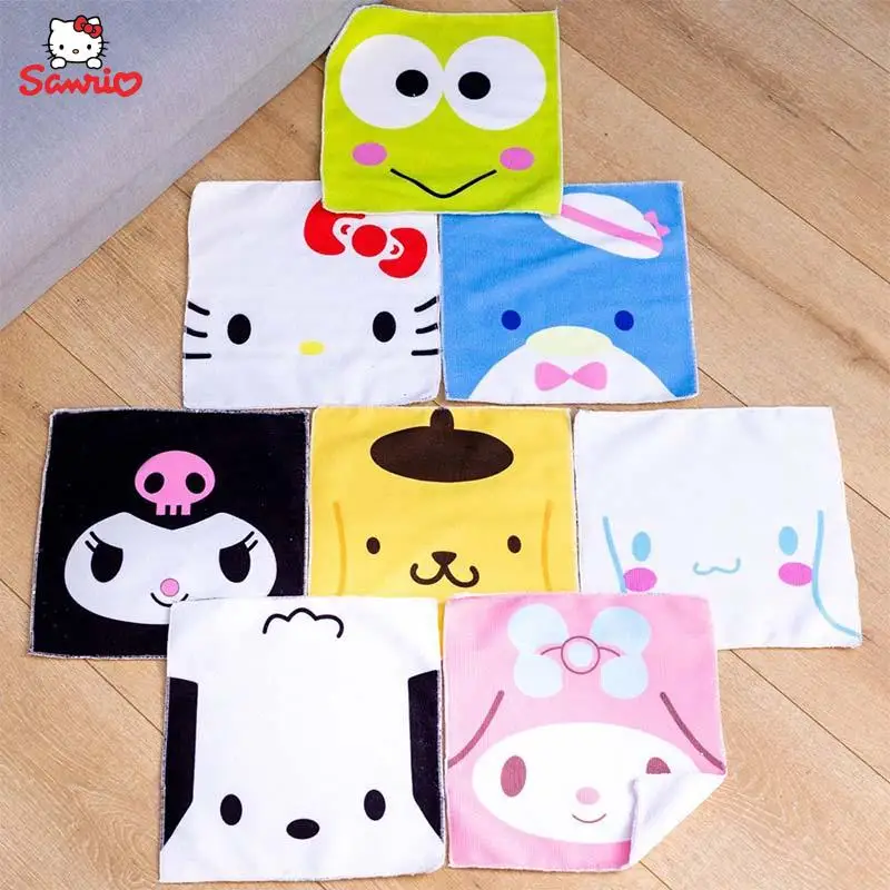 S Melody Kuromi Cinnamoroll Kitty Cute Household Small Square Facecloth Absorbent Wipe Table Child Towel
