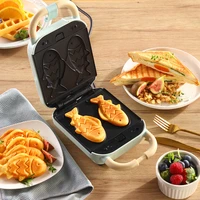new 5 in 1 mini gofrera toaster sandwich taiyaki maker belgian waffle cooking with replaceable cake pan electric home appliance