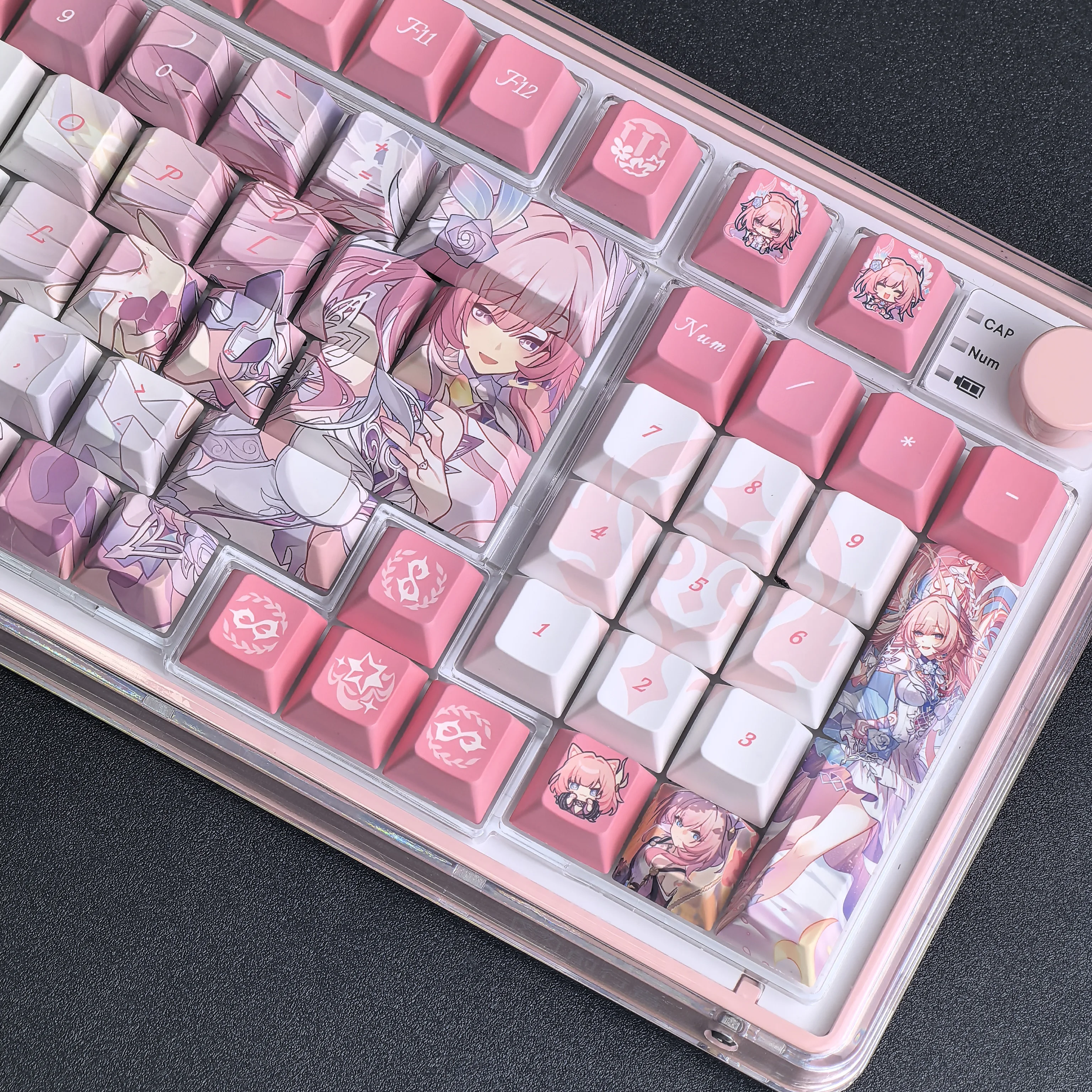 Фото Колпачки для клавиш MAIMOOO Honkai Cyrene Pink Cherry Pbt в стиле аниме/манги Aulaf75/F99, колпачки для клавиш на заказ, 124 клавиши №3