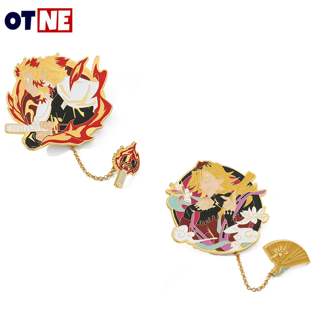 

Kimetsu No Yaiba Demon Slayer Rengoku Kyoujurou Figure Lapel Brooch Pin for Men Hard Enamel Badge Cartoon Jewelry Gift