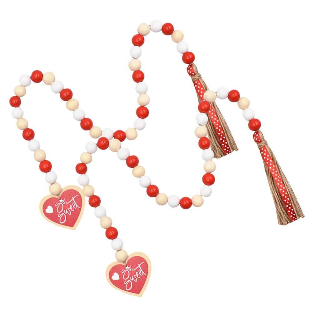 

2pcs Wood Beaded Garland Valentine's Day Bead String Hanging Decor Hanging Beaded Garland
