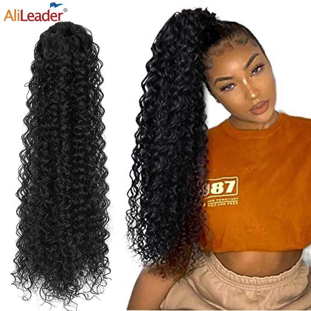 

Fluffy Synthetic Ponytail Fashion Clip-on Hair Tails Long Afro Kinky Curly Ponytail For Women Drawstring Pony Tail