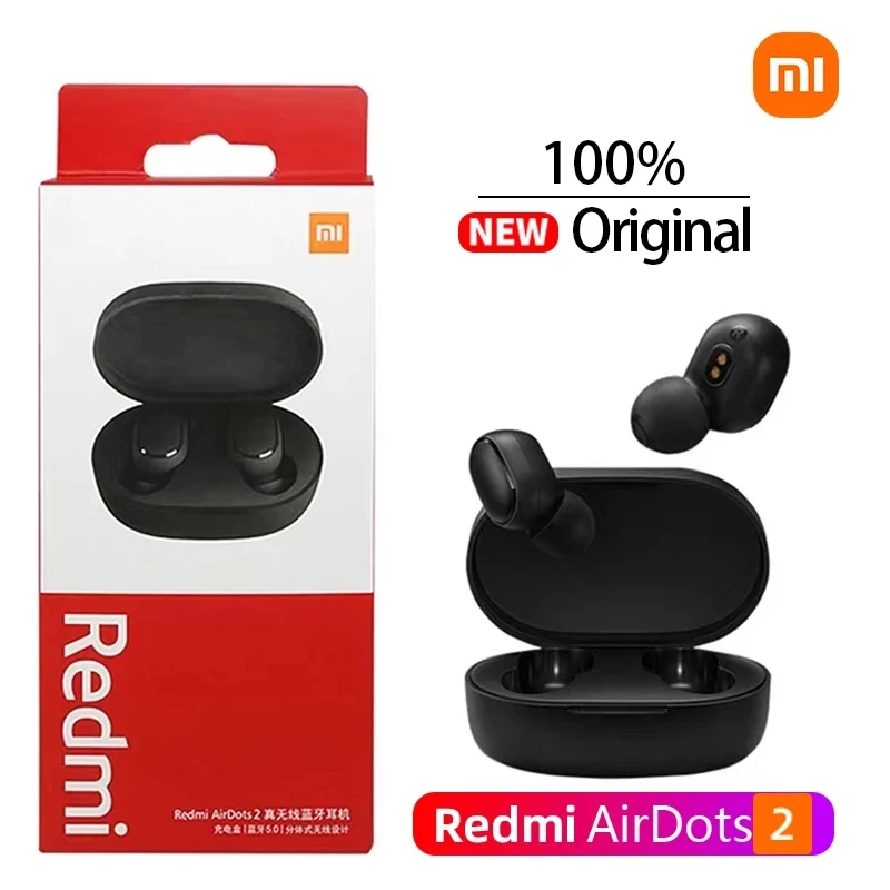 Оригинальные Xiaomi Redmi Airdots 2 Fone, Bluetooth-наушники, Беспроводная Bluetooth-гарнитура с микрофоном, беспроводные наушники Airdots, наушники