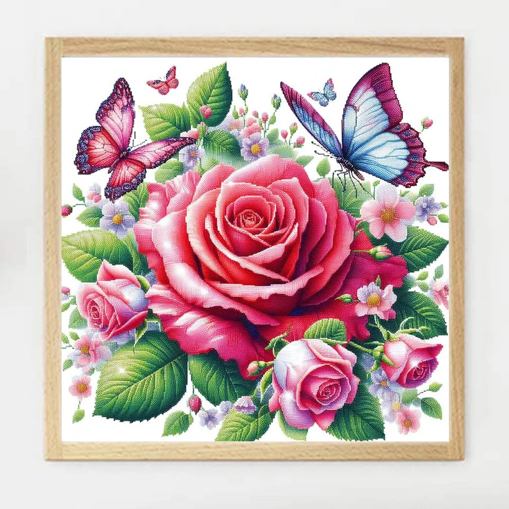5D DIY Цветок Крест Вышивка Роза Бабочка Новые поступления Хлопковая Нить Печатный