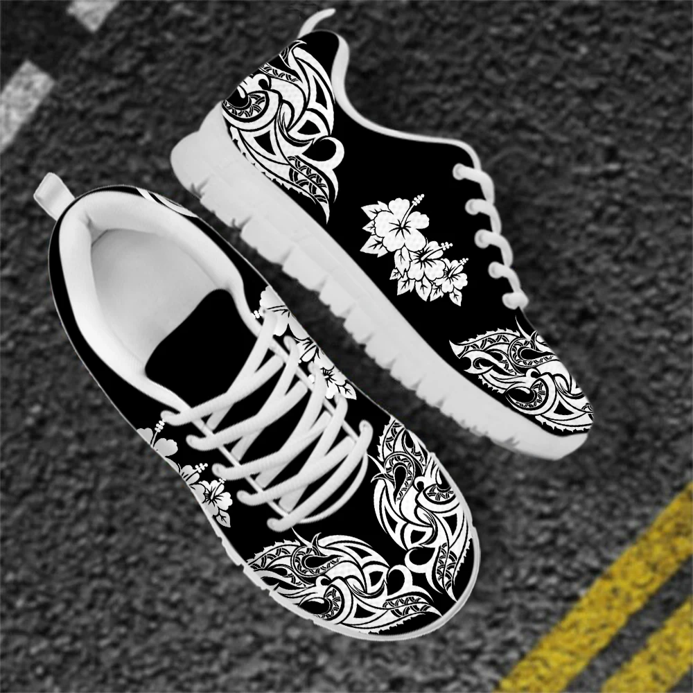 

Kui Liu Breathable Walking Mesh Women's Flat Shoes African Flower Hibiscus Design Flats Autumn Ladies Comfortable Mesh Sneakers