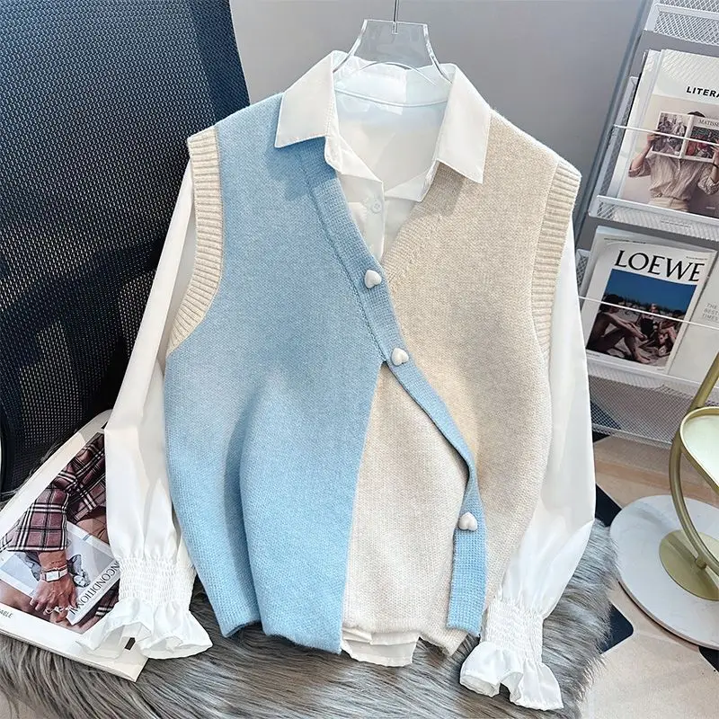 Вязаная женская одежда осень 2023 новинка без рукавов премиум-класса шикарный