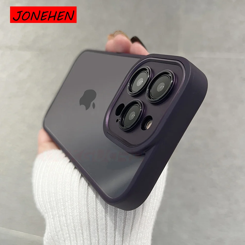 

Роскошный прозрачный металлический защитный чехол для объектива для iPhone 14 13 12 11 Pro Max Plus 14pro силиконовый бампер противоударный прозрачный че...