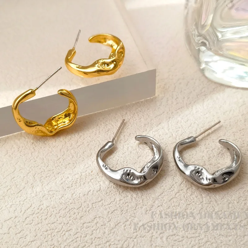 

Trendy Jewelry 925 Silver Needle Simple Design High Quality Brass Metal Hoop Earrings For Women Girl Gift Ear Accessories