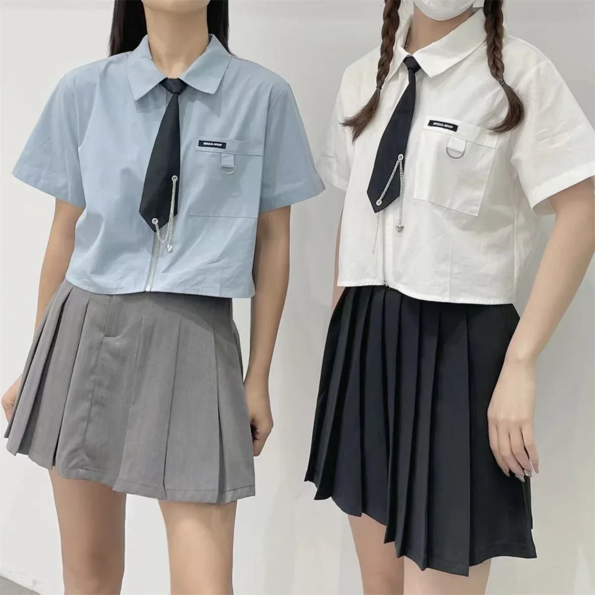 Женская летняя новая стильная укороченная рубашка в консервативном стиле топ с