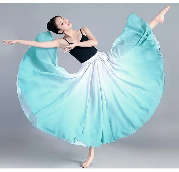 

Long Maxi Midi Skirts Women Boho Big Hem Skirt Gradient Chiffon Beach Skirt Dance Holiday