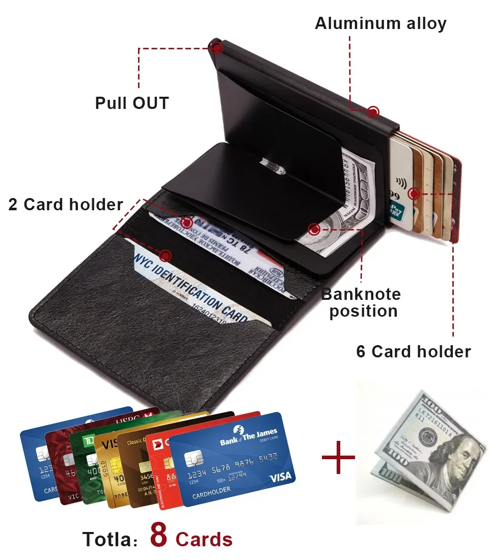 Rfid Blocking Credit Card Holder Men Smart Wallet Aluminum Metal Business Bank Card Case Pocket CreditCard Cardholder