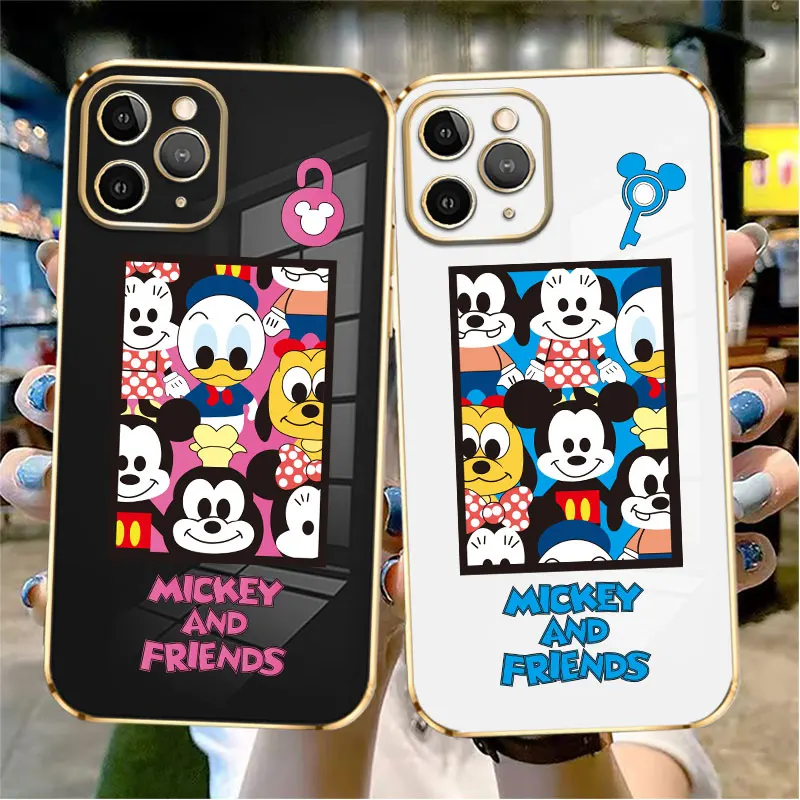 

Minnie Friendship Mickey Mouse Bestfriend Plating Phone Case For iPhone 14 13 12 11 Pro Max Mini X XR XS Max 7 8 6 6s Plus