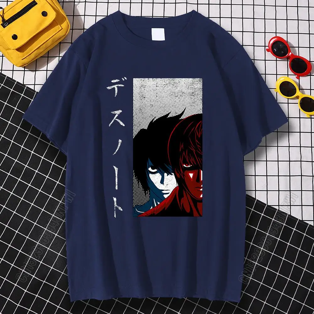 

100% Cotton Mens T Shirts Spring Summer T Shirt Japanese Anime Cartoons Character Print Clothes Short Sleeve T-Shirt Men's