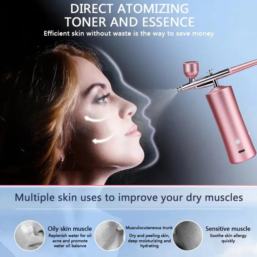 

New Mini Oxygen Injector Nano Fog Mist Sprayer Air Compressor Kit For Nail Tattoo Art Beauty Decoration Paint Spray Gun Too U9F4