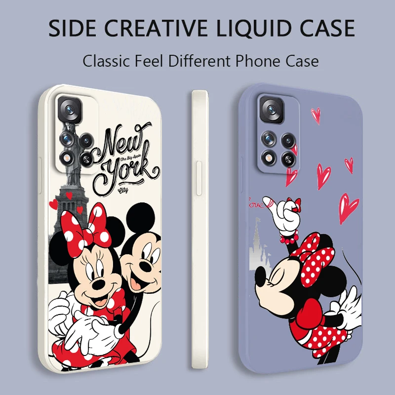 

Phone Case For Xiaomi Redmi Note 11 11S 11T 10S 10 9S 9T 9 8T 8 Pro Plus 5G London Pink Mickey Minnie Liquid Rope Soft Cover