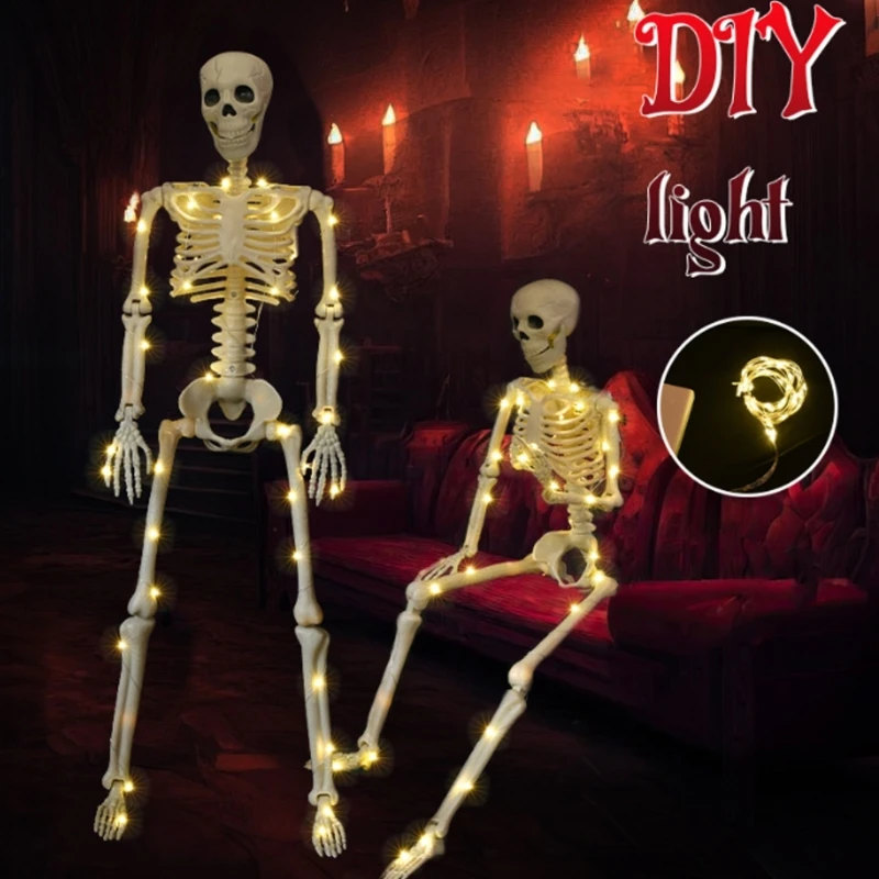 2024 Новое реалистичное украшение из костей скелета кладбища со светящимся