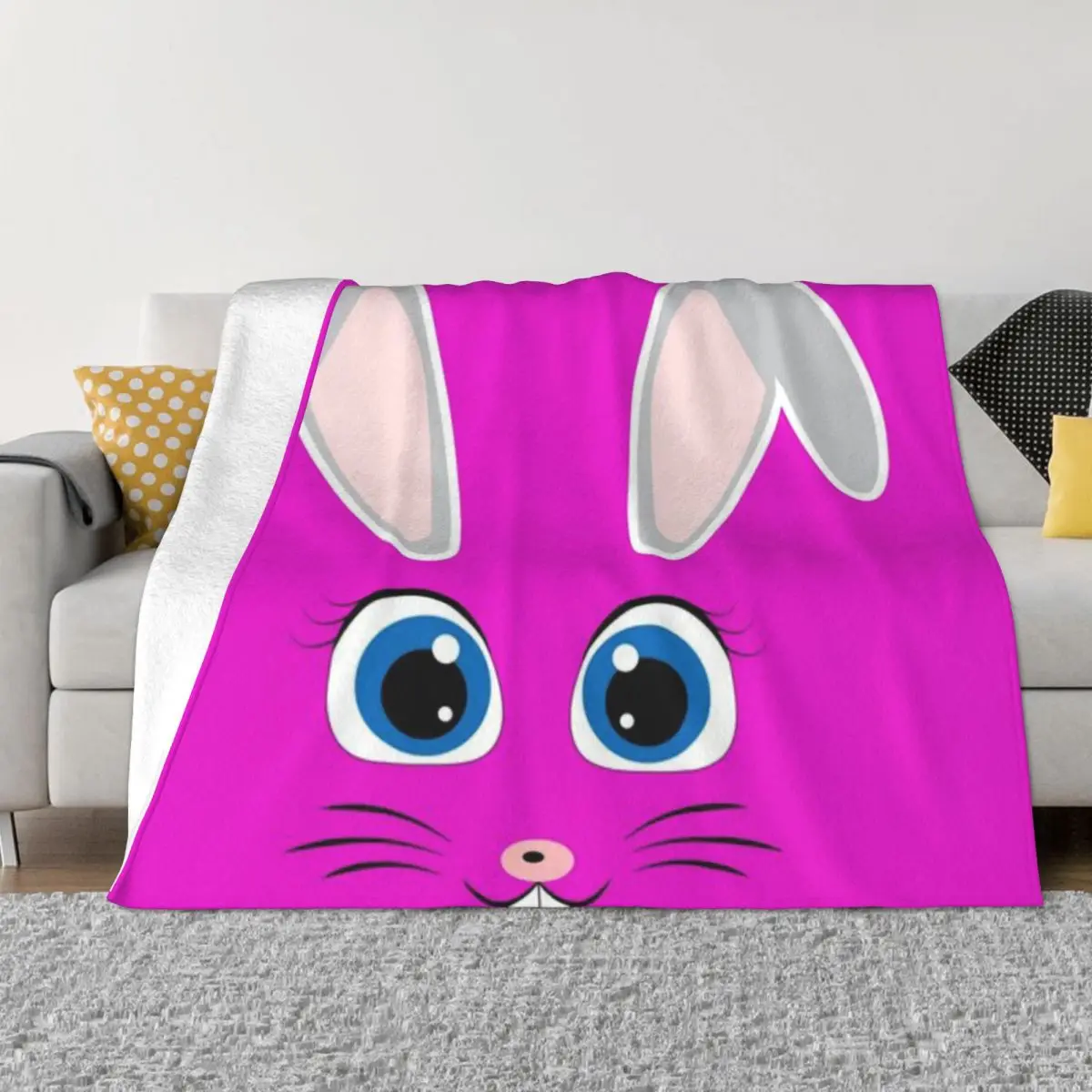 Пасхальное микро Флисовое одеяло с лицом кролика
