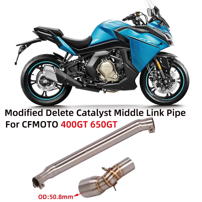

Выхлопная система для мотоцикла CFMOTO 400GT 650GT, модифицированный удаленный катализатор, усиленный Средний соединительный трубопровод, глушитель 51 мм