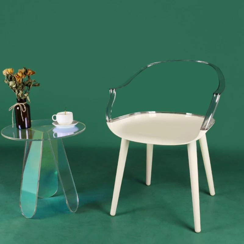 

Nordic Creative Acrylic Chair Transparent Light Luxury Dining Armrest Backrest Designer Living Room Furniture