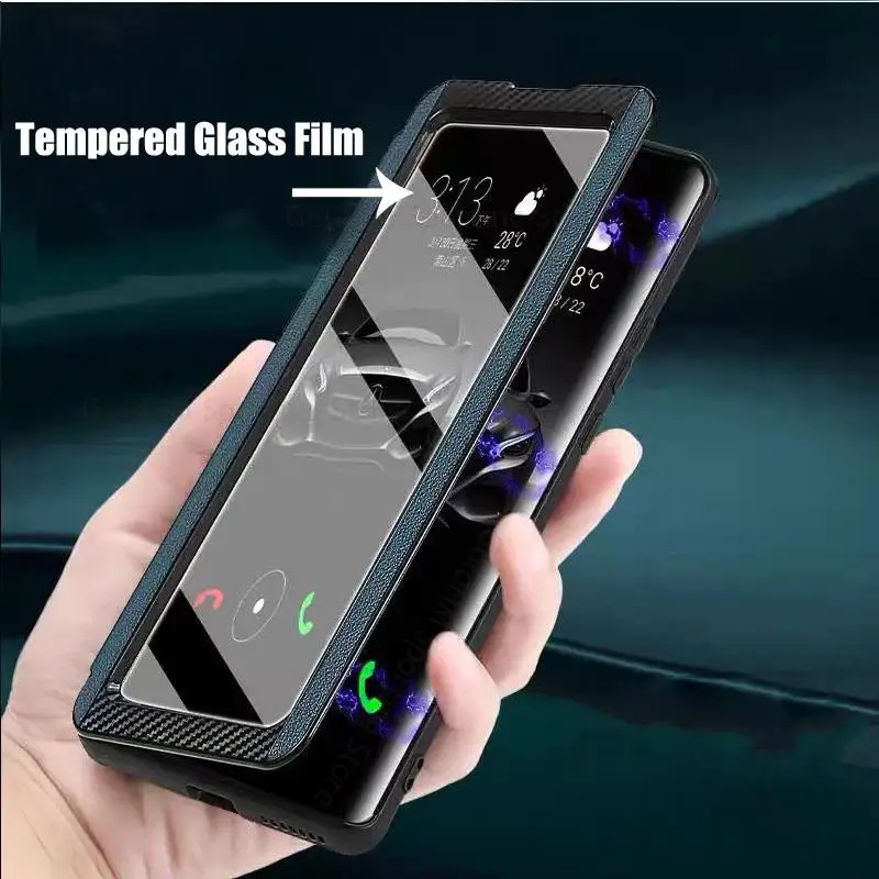 

Fundas For Huawei nova 9 SE Tempered Glass Film Flip Leather Stand Case For Nova 9 8 7 Pro 8SE 7SE View Windows Protective Cover