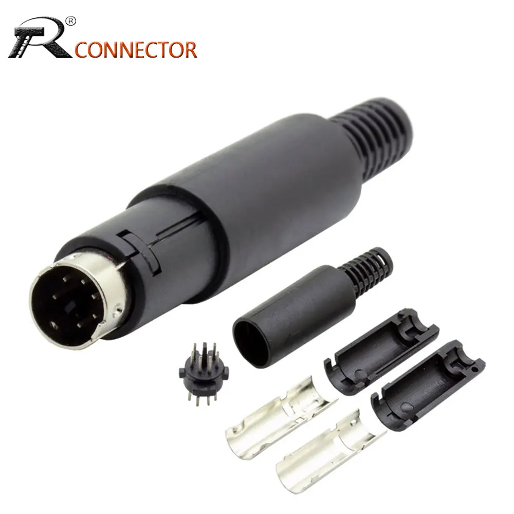 

10pc 6Pin DIN Male Plug Cable Connector W/ Plastic Handle Mini DIN Wire Converter Mini DIN 6 Pin Plug Adapter