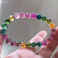 natural colorful rainbow tourmaline clear round beads bracelet 7 8mm brazil candy tourmaline women men aaaaaaa